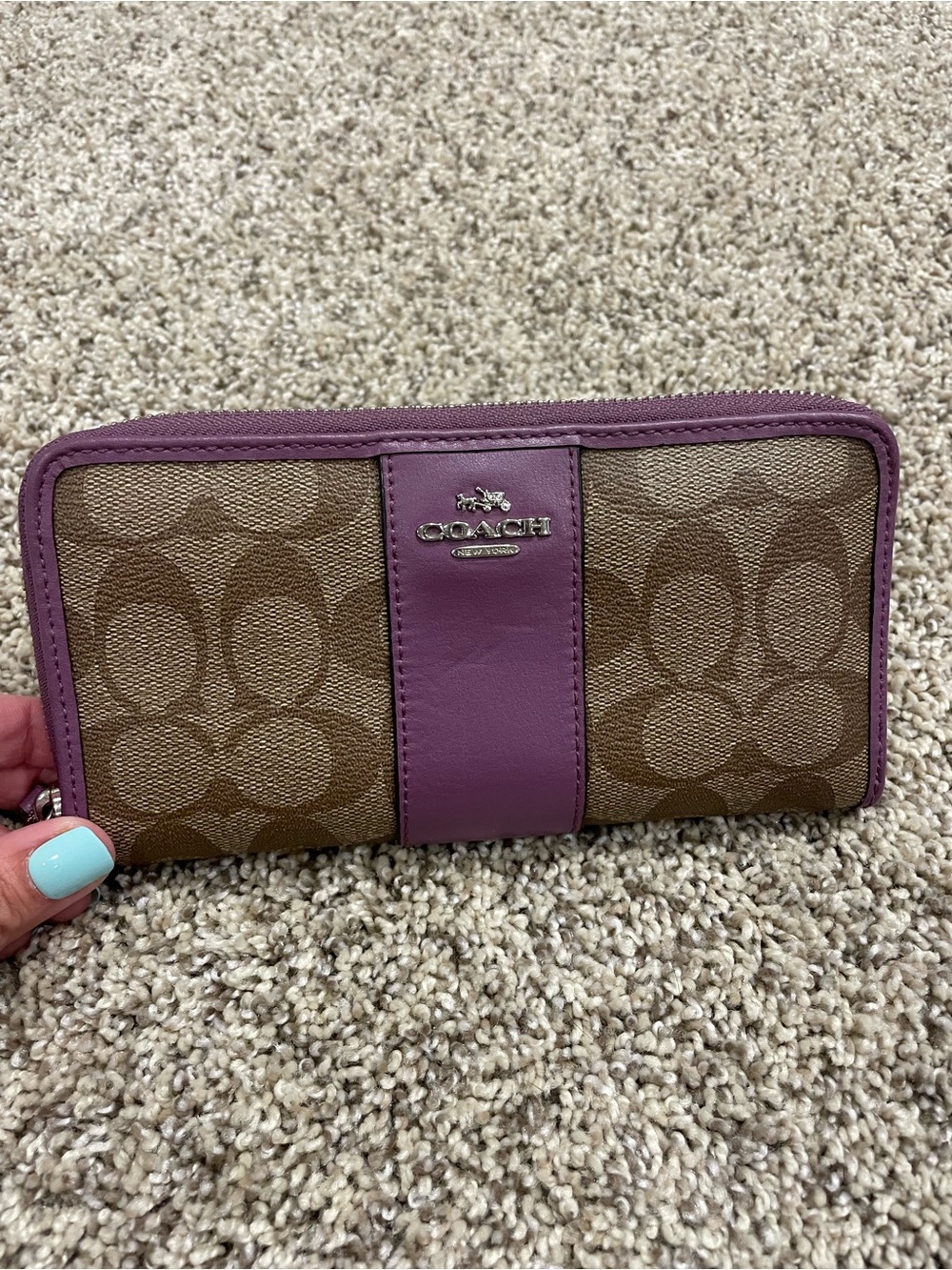COACH signature zip wallet